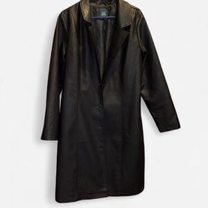 wild fable Black Faux Leather Long Coat